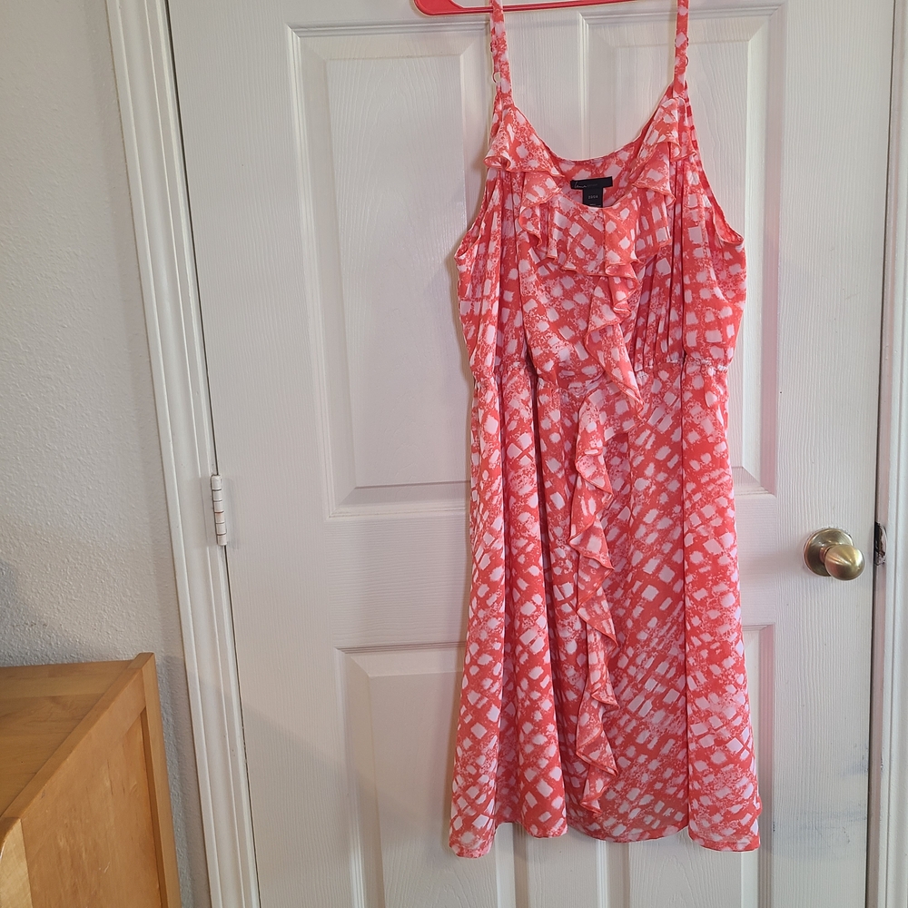 Lane Bryant Coral Pink Geometric Print Sundress